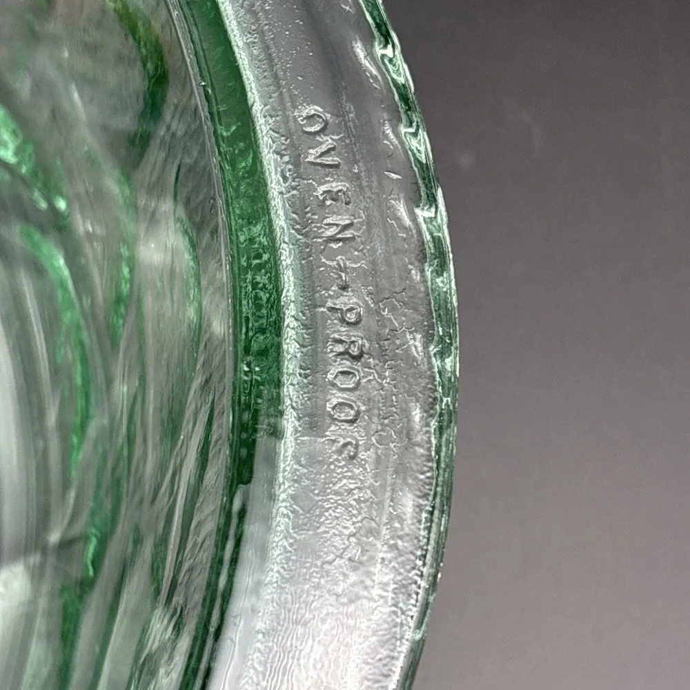 Vintage Libbey Orchard Fruit Green Glass 3-Quart Covered Casserole Ovenproof